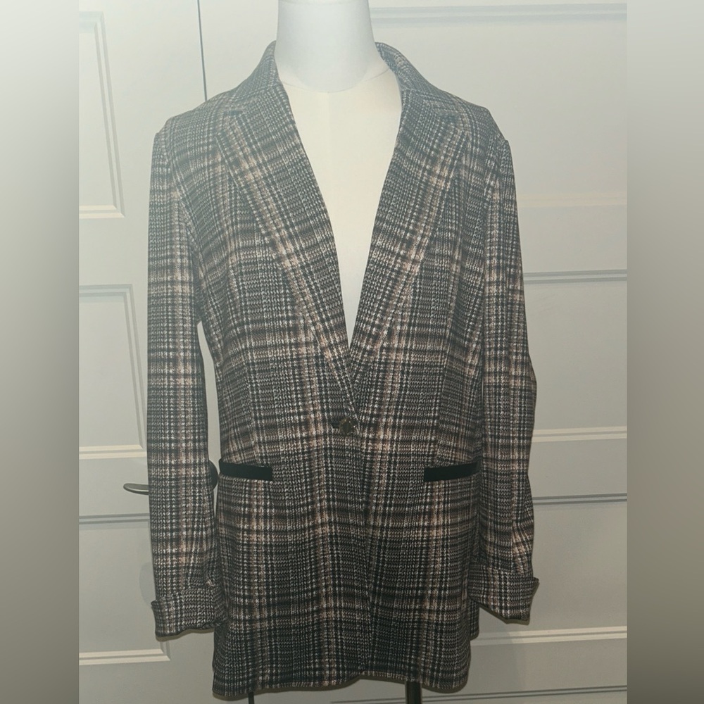 NWT Anne Klein Brown Black Patterned Tweed Jacket Blazer Size Small NWT $139!!